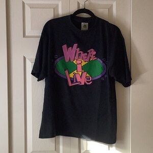 Black Graphic T-Shirt with Colorful Design